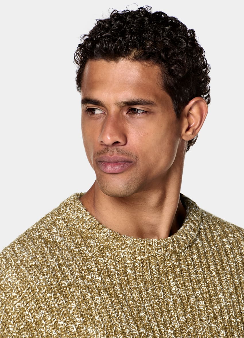 SUITSUPPLY Wool Cotton Mid Yellow Crewneck