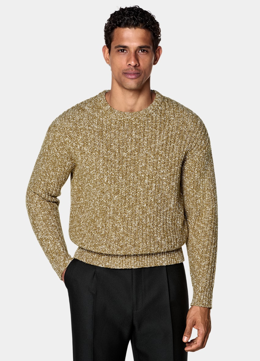 SUITSUPPLY Wool Cotton Mid Yellow Crewneck