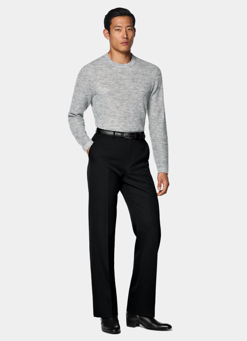 SUITSUPPLY Mohair Wool Blend Mid Grey Crewneck