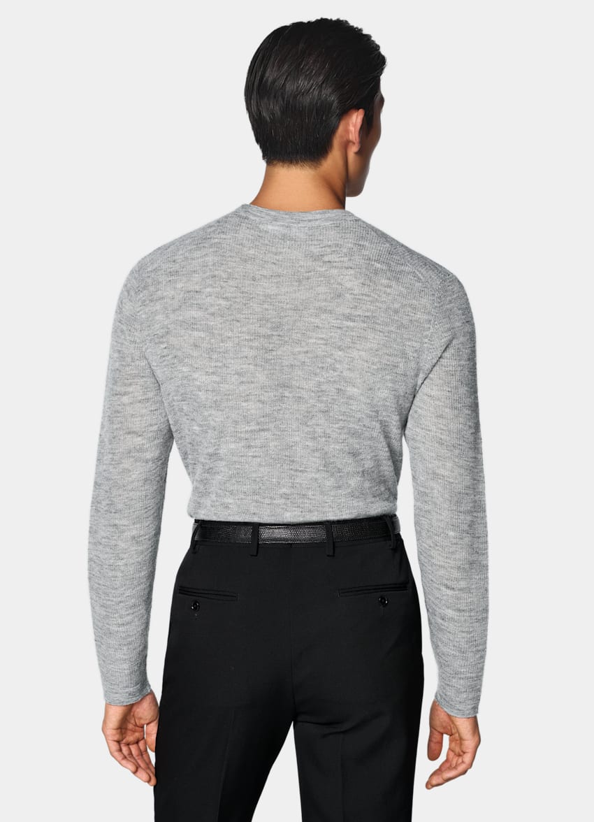 SUITSUPPLY Mohair Wool Blend Mid Grey Crewneck