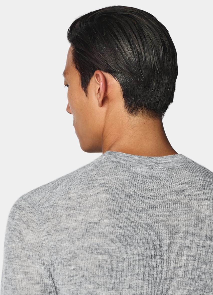 SUITSUPPLY Mohair Wool Blend Mid Grey Crewneck
