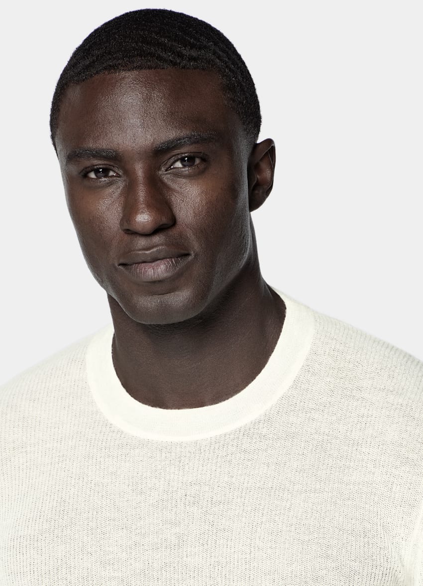 SUITSUPPLY Mohair Wool Blend Off-White Crewneck