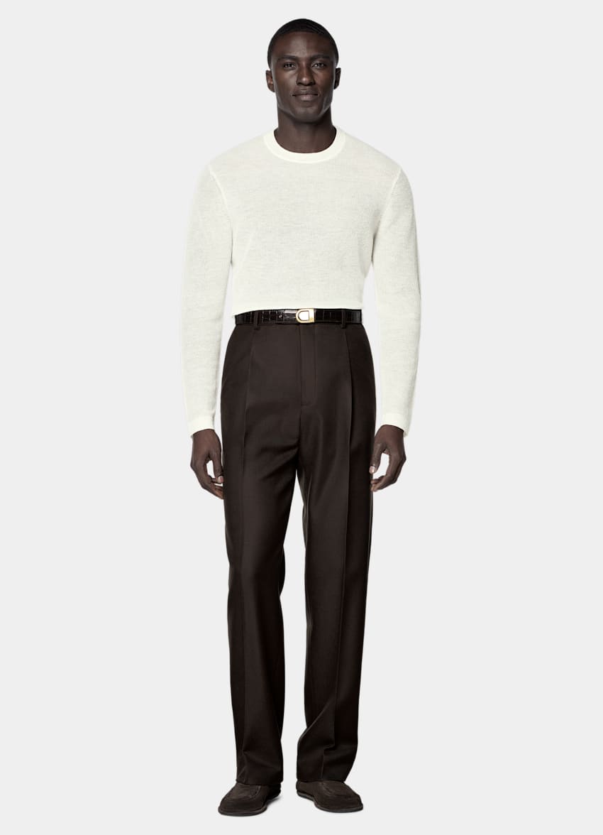 SUITSUPPLY Mohair Wool Blend Off-White Crewneck
