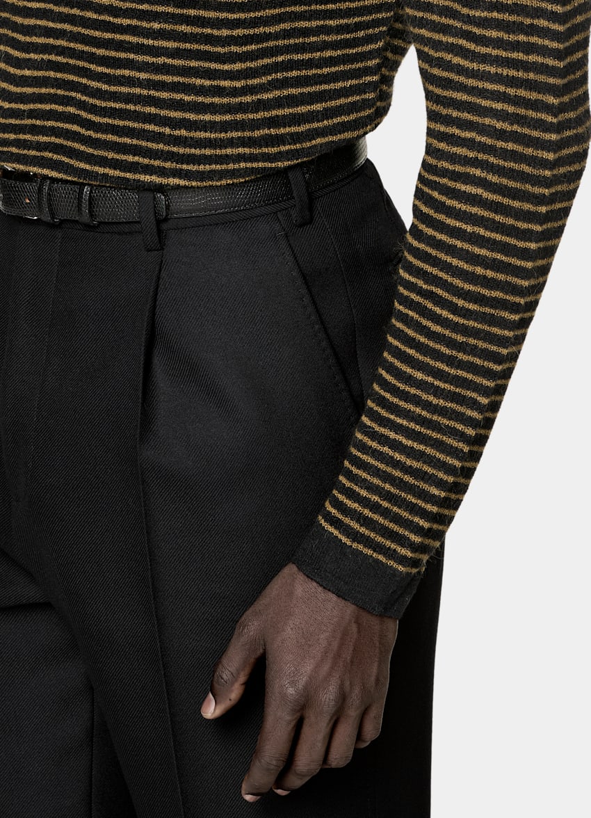 SUITSUPPLY Mohair Wool Blend Mid Yellow Striped Crewneck