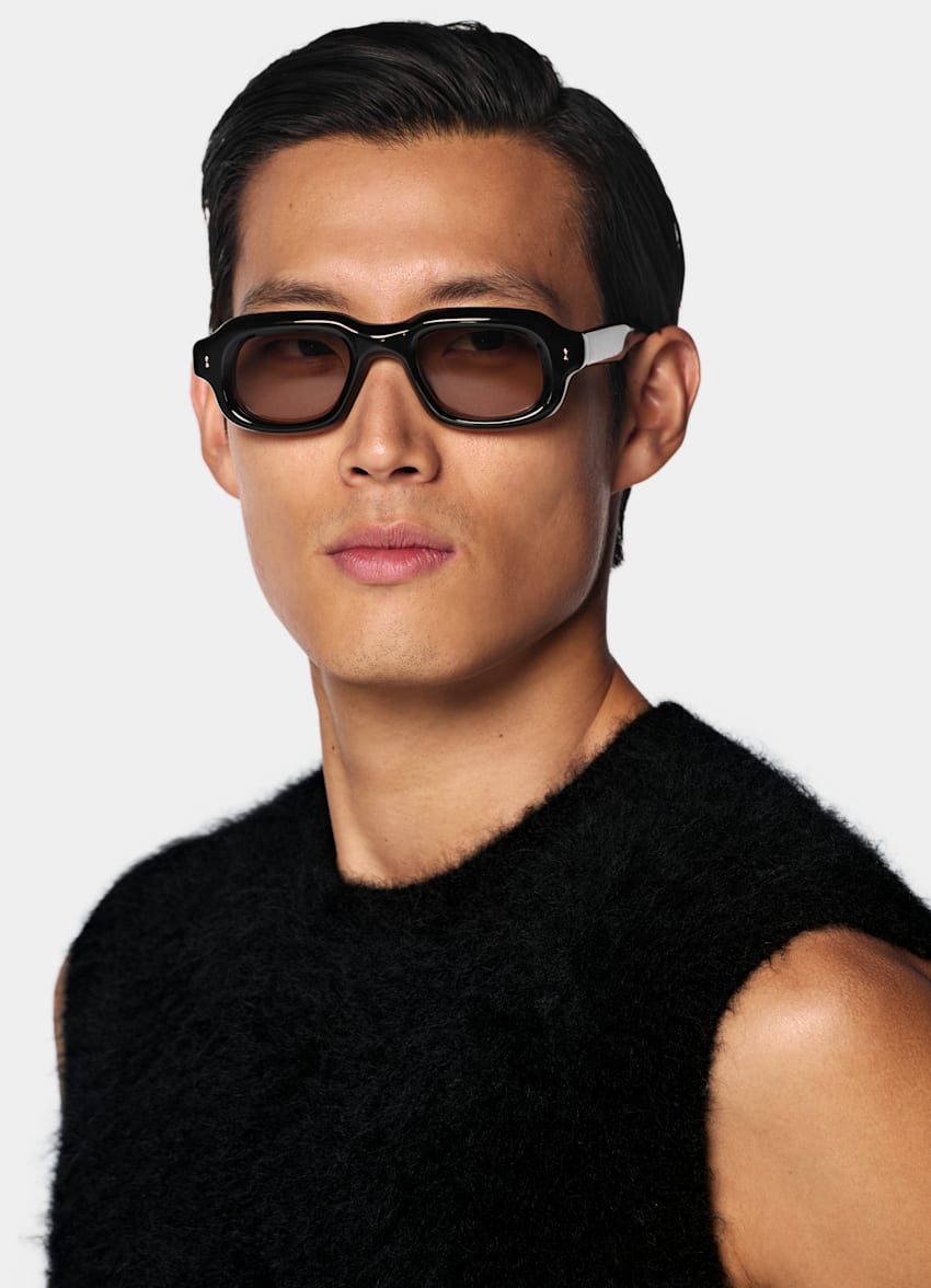 SUITSUPPLY Alpaca Blend Black Shaggy Sleeveless Crewneck