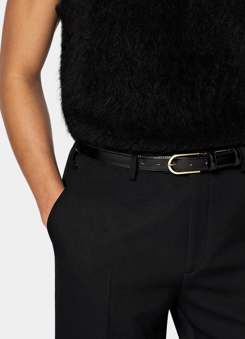 SUITSUPPLY Alpaca Blend Black Shaggy Sleeveless Crewneck