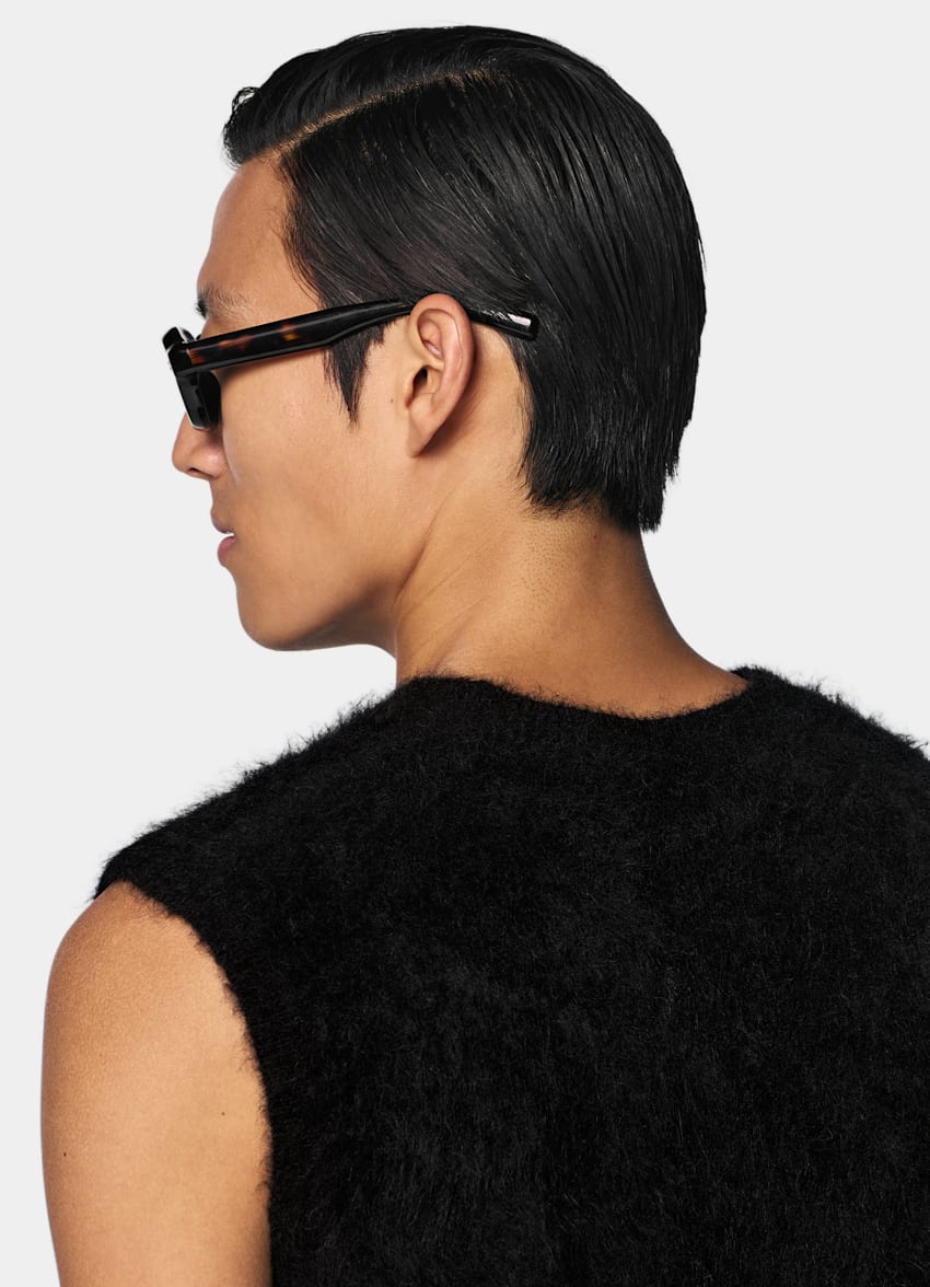 SUITSUPPLY Alpaca Blend Black Shaggy Sleeveless Crewneck