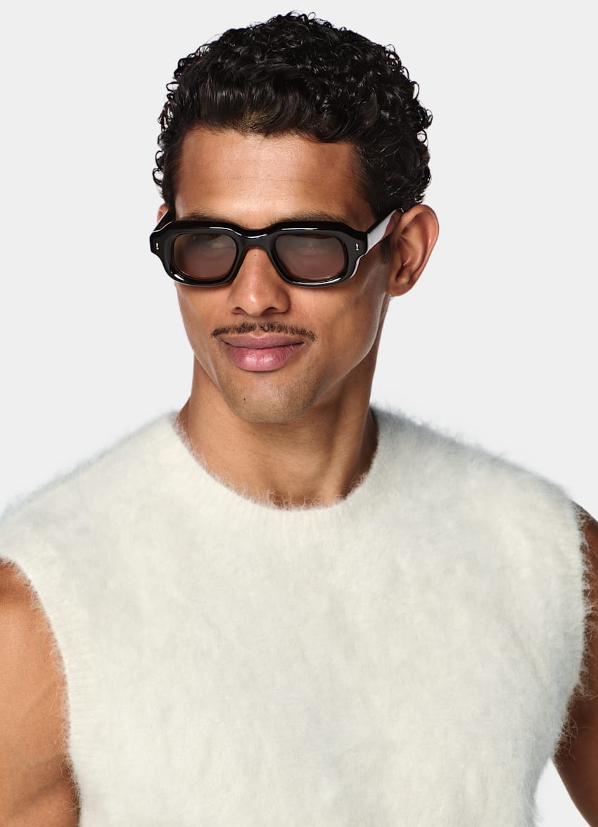 SUITSUPPLY Alpaca Blend Off-White Shaggy Sleeveless Crewneck