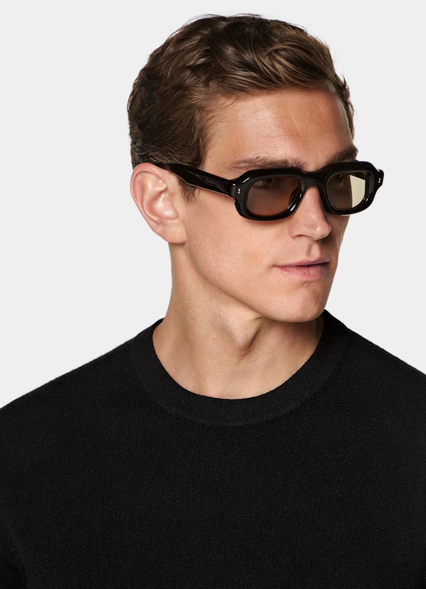 SUITSUPPLY Wool Cashmere Black Short Sleeve Crewneck