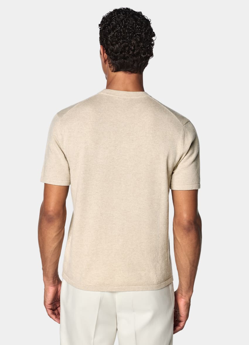 SUITSUPPLY Wool Cashmere Light Brown Short Sleeve Crewneck