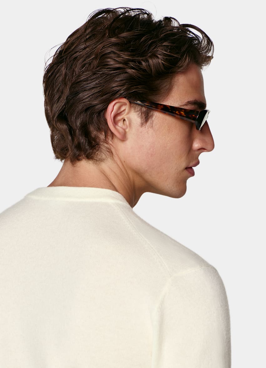 SUITSUPPLY Wool Cashmere Off-White Short Sleeve Crewneck