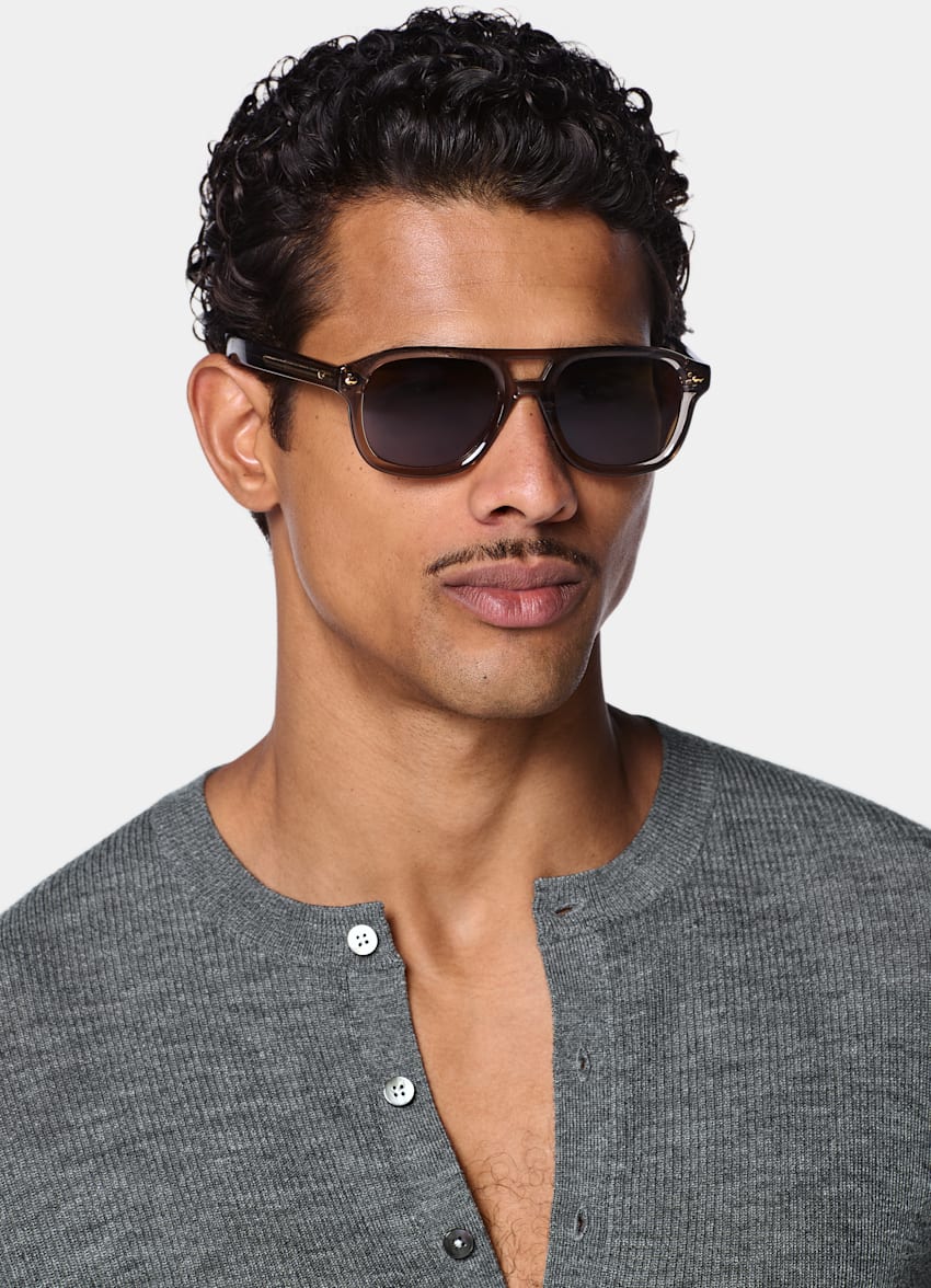 SUITSUPPLY Pure Wool Mid Grey Ribbed Henley