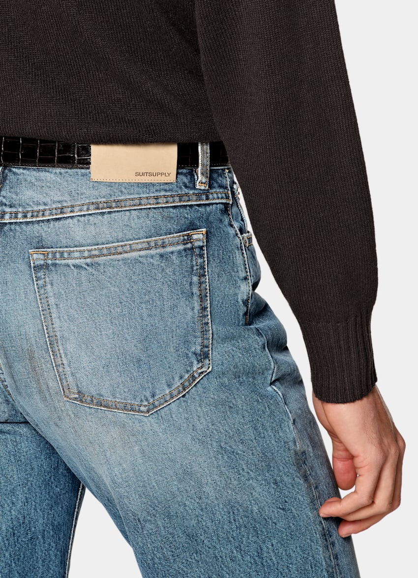SUITSUPPLY Pure Cashmere Dark Brown Long Sleeve Polo