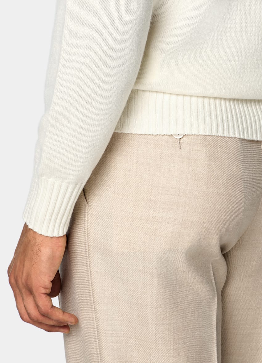 SUITSUPPLY Reines Kaschmir Polo off-white Langarm