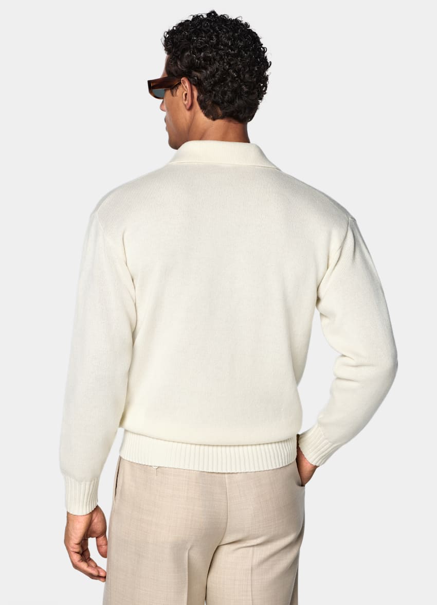SUITSUPPLY Reines Kaschmir Polo off-white Langarm