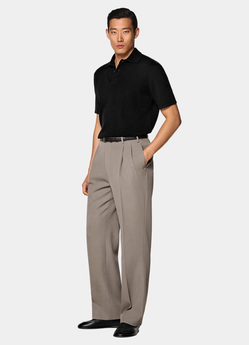 SUITSUPPLY Wool Cashmere Black Polo