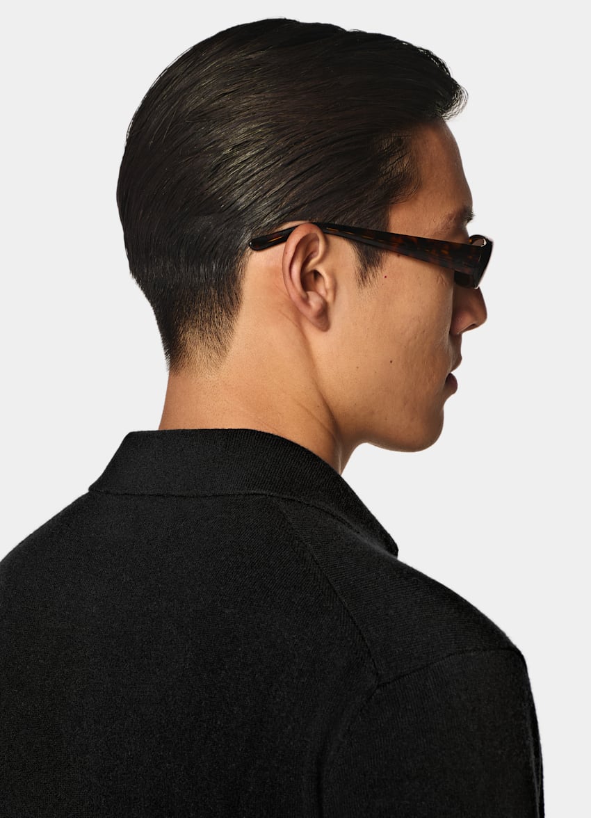 SUITSUPPLY Wool Cashmere Black Polo