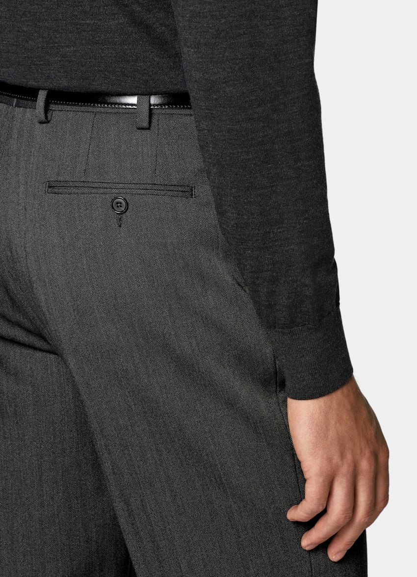 SUITSUPPLY Reine Schurwolle Merino Poloshirt Langarm dunkelgrau
