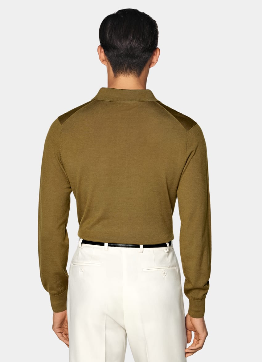SUITSUPPLY Pure Wool Mid Yellow Merino Long Sleeve Polo