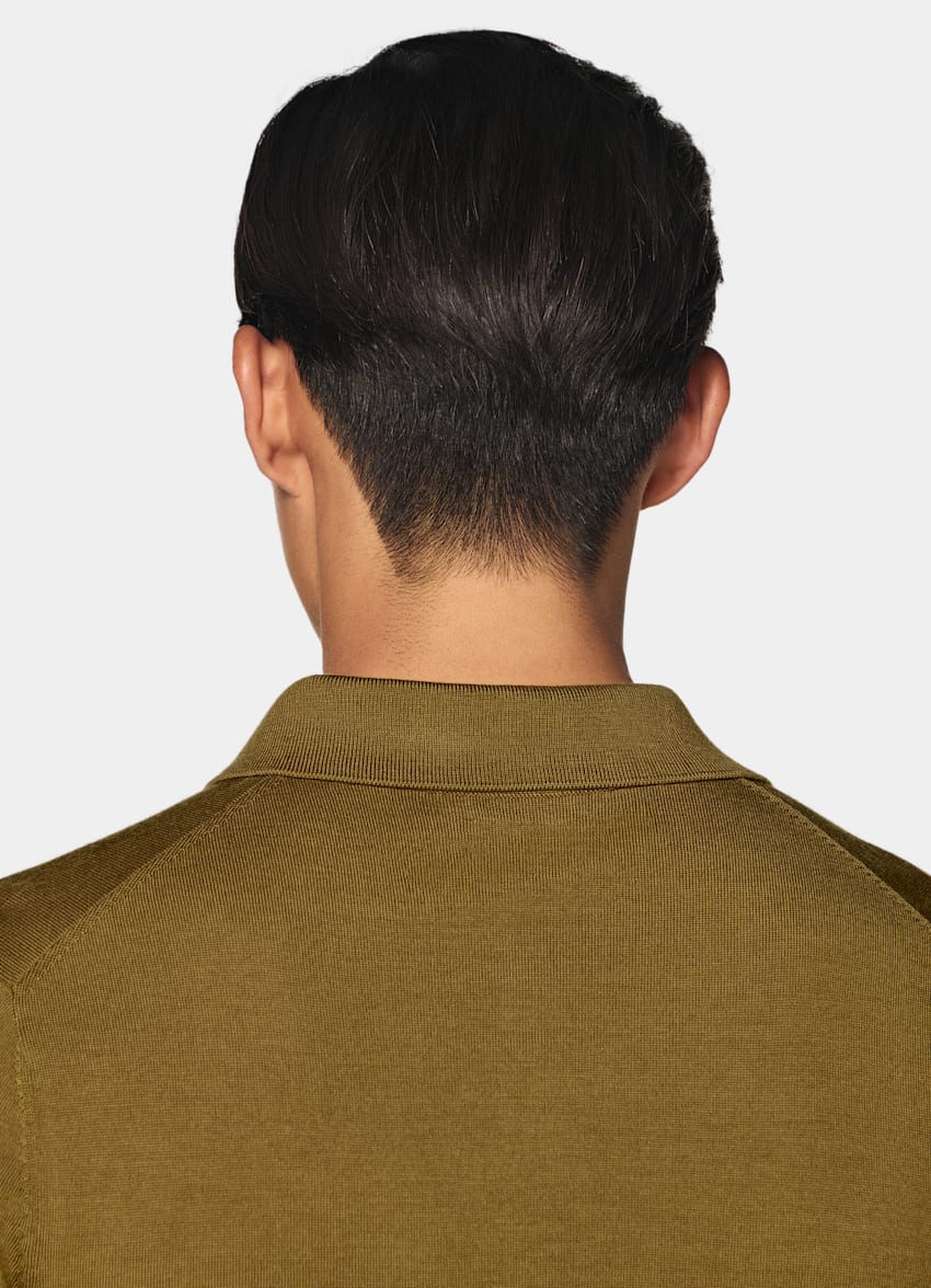 SUITSUPPLY Pure Wool Mid Yellow Merino Long Sleeve Polo