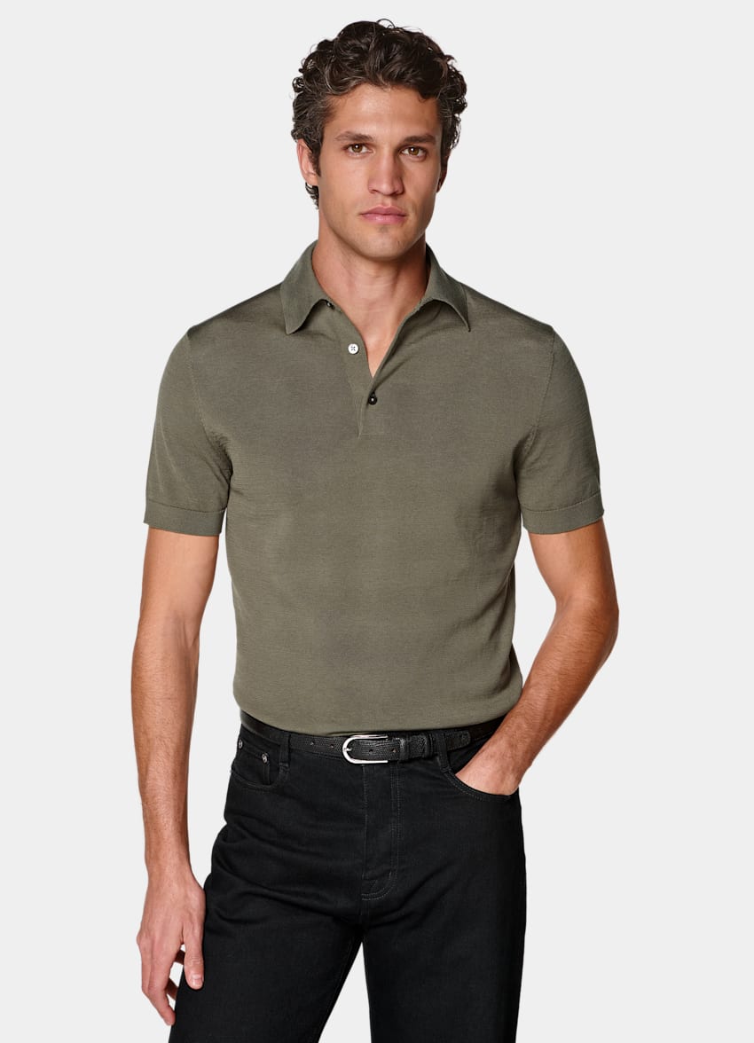 SUITSUPPLY Cotton Silk Mid Green Polo