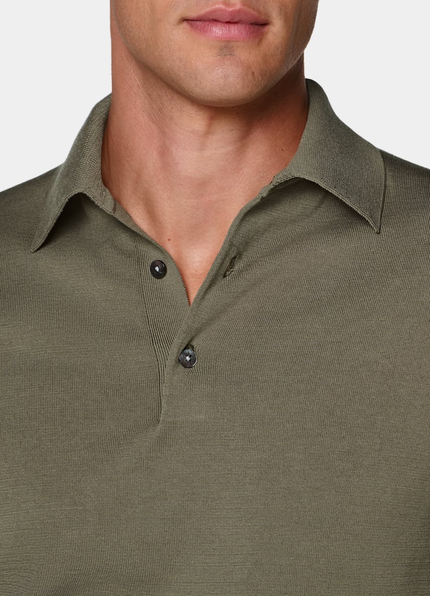 SUITSUPPLY Cotton Silk Mid Green Polo