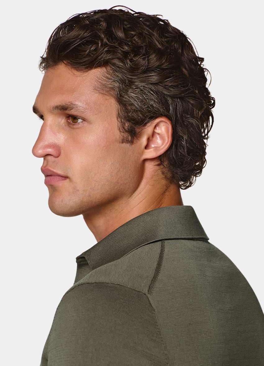 SUITSUPPLY Cotton Silk Mid Green Polo