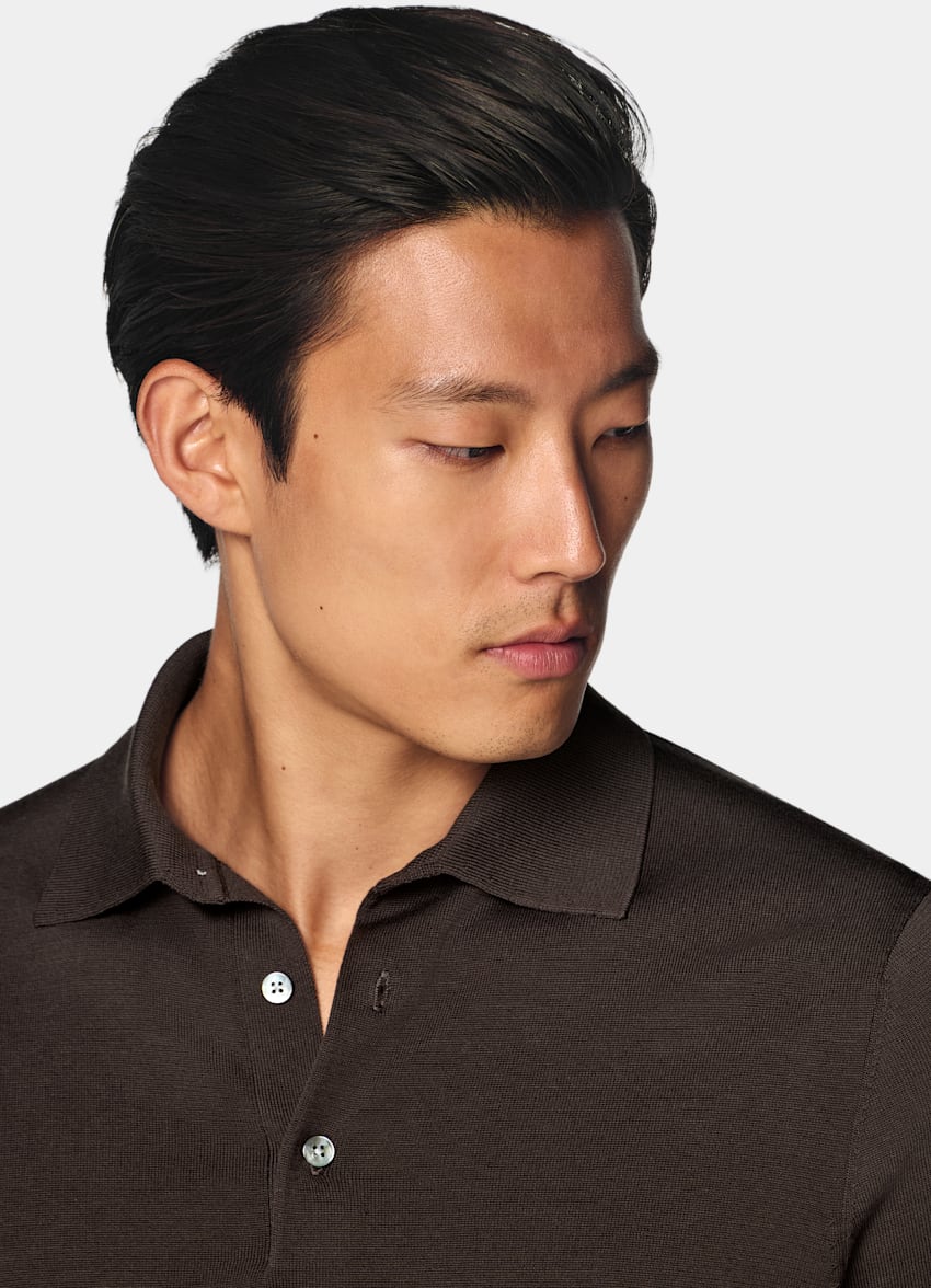 SUITSUPPLY Cotton Silk Dark Red Polo