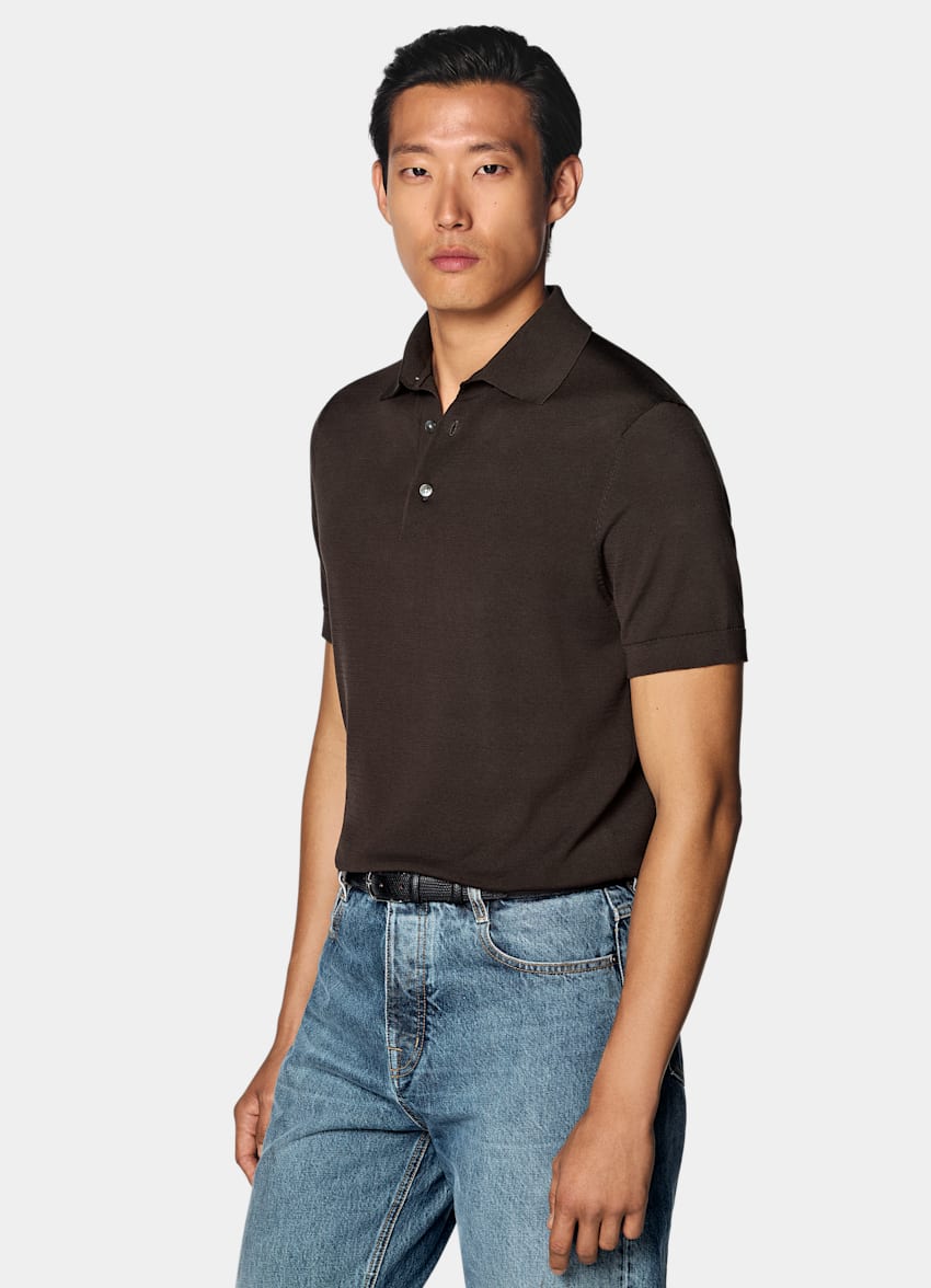 SUITSUPPLY Cotton Silk Dark Red Polo