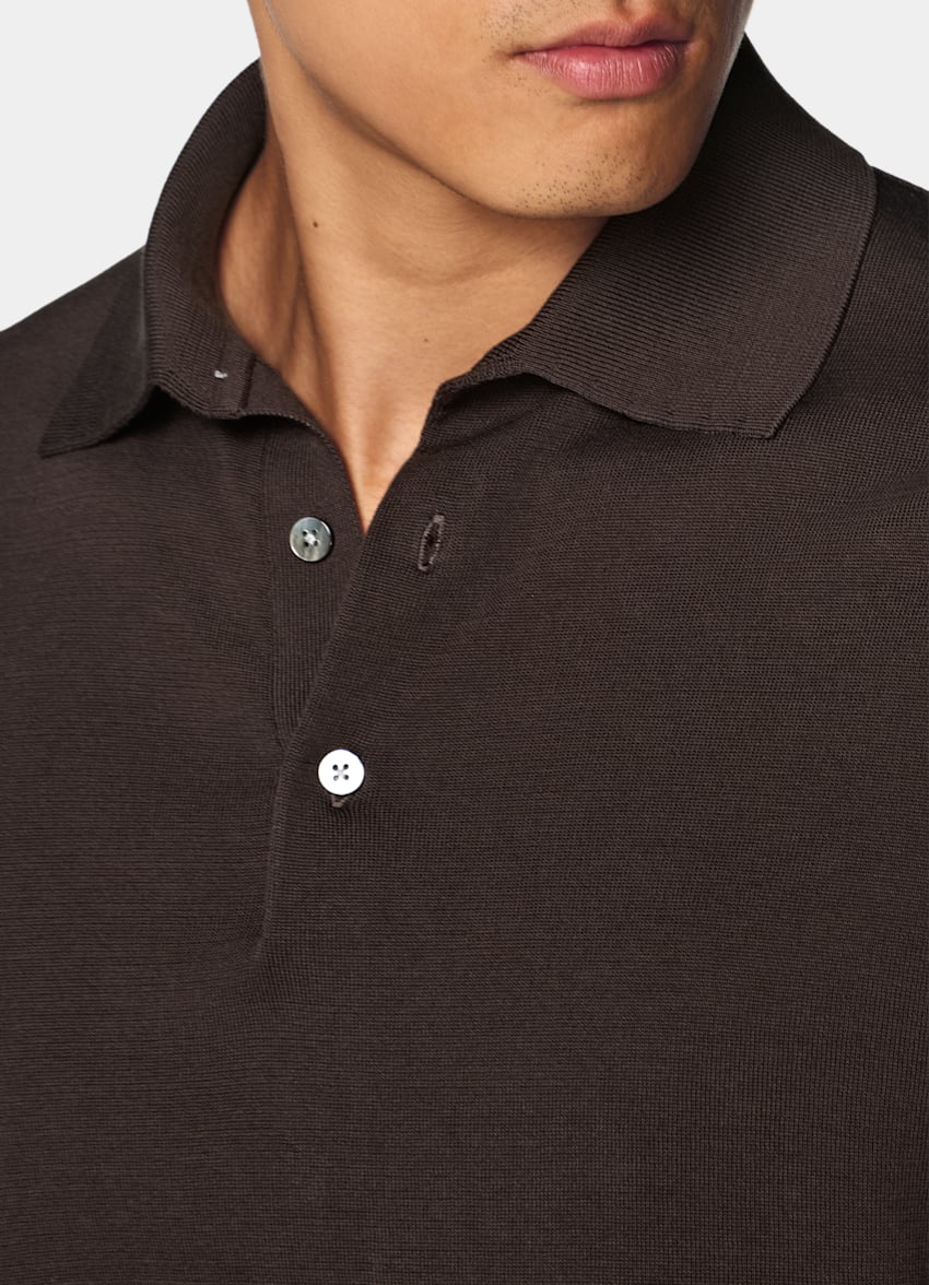 SUITSUPPLY Cotton Silk Dark Red Polo