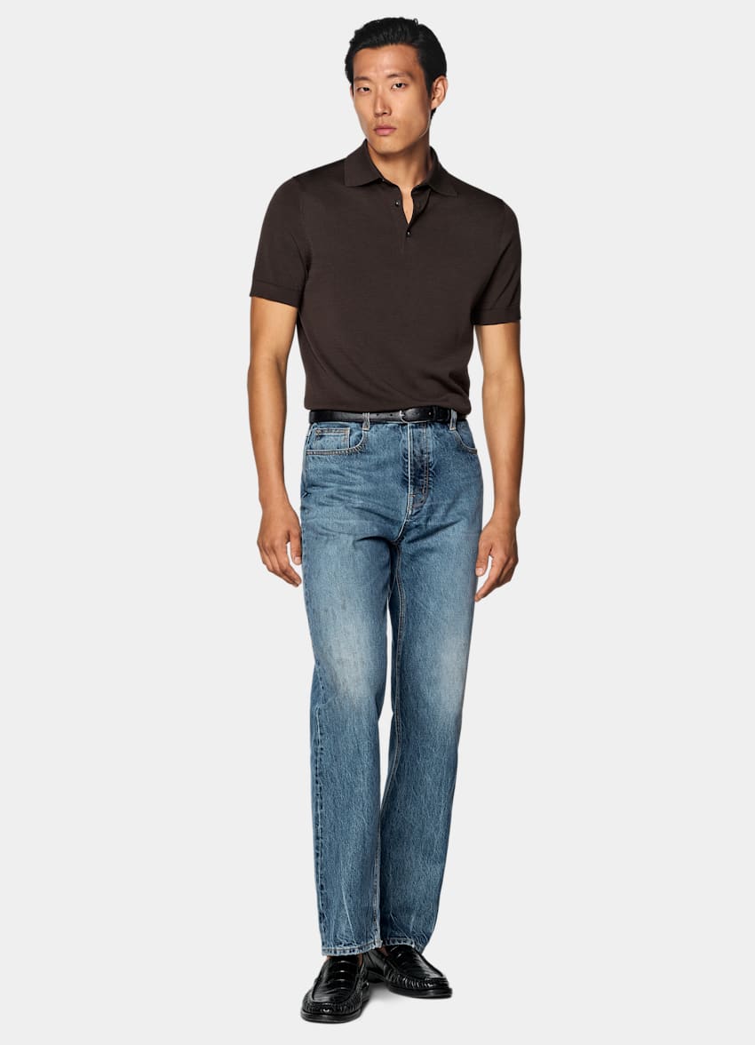 SUITSUPPLY Cotton Silk Dark Red Polo