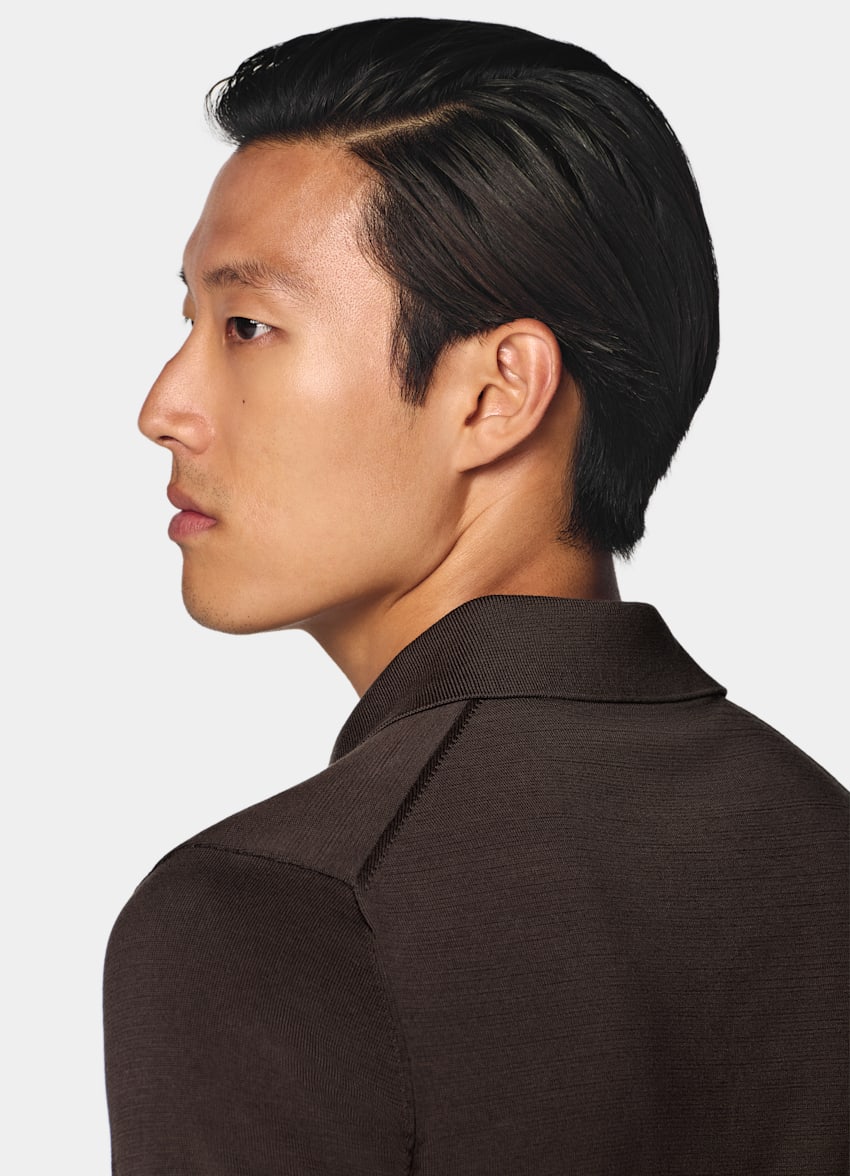 SUITSUPPLY Cotton Silk Dark Red Polo