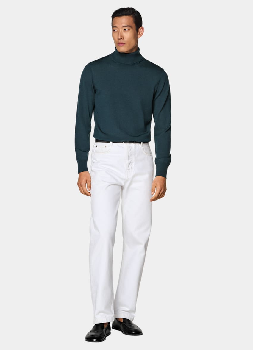 SUITSUPPLY Pure Wool Mid Blue Turtleneck