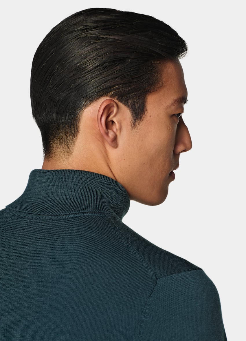 SUITSUPPLY Pure Wool Mid Blue Turtleneck