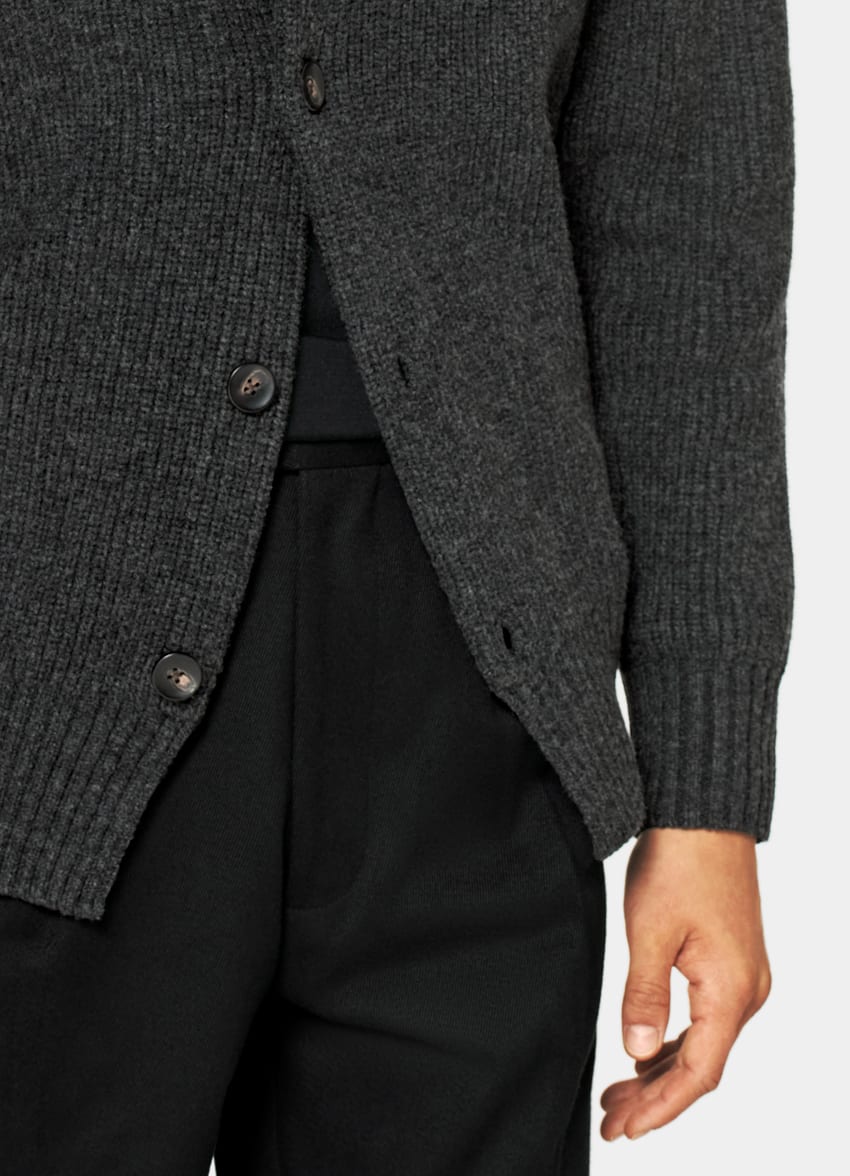 SUITSUPPLY Pure Australian Merino Wool Dark Grey Cardigan