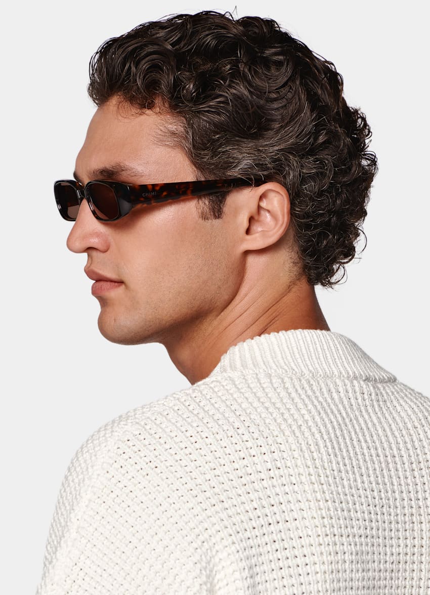 SUITSUPPLY Californian Cotton & Mulberry Silk Off-White Crochet Oversized Cardigan