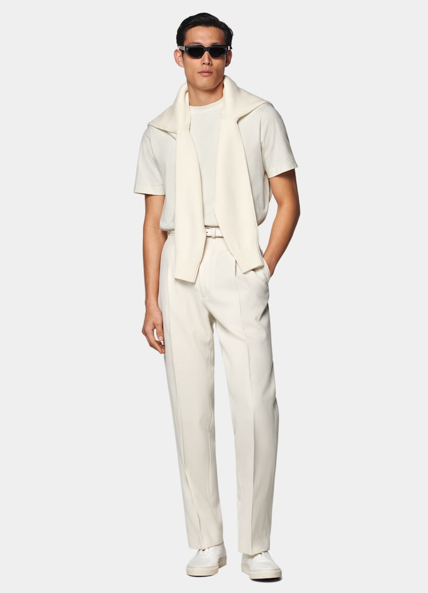 SUITSUPPLY Pure Cotton Off-White Crewneck T-Shirt