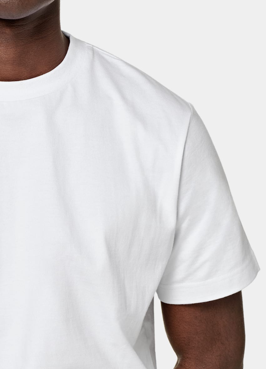 SUITSUPPLY Puro cotone T-shirt a girocollo bianca