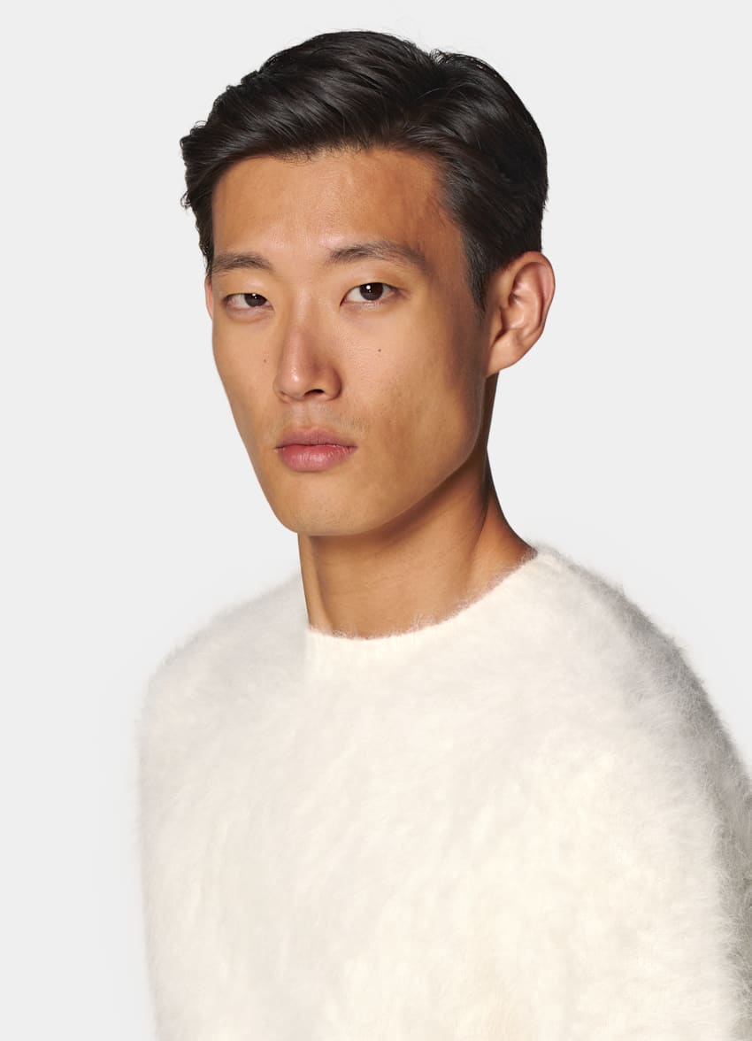 SUITSUPPLY 羊驼毛、尼龙、氨纶 米白色圆领针织衫