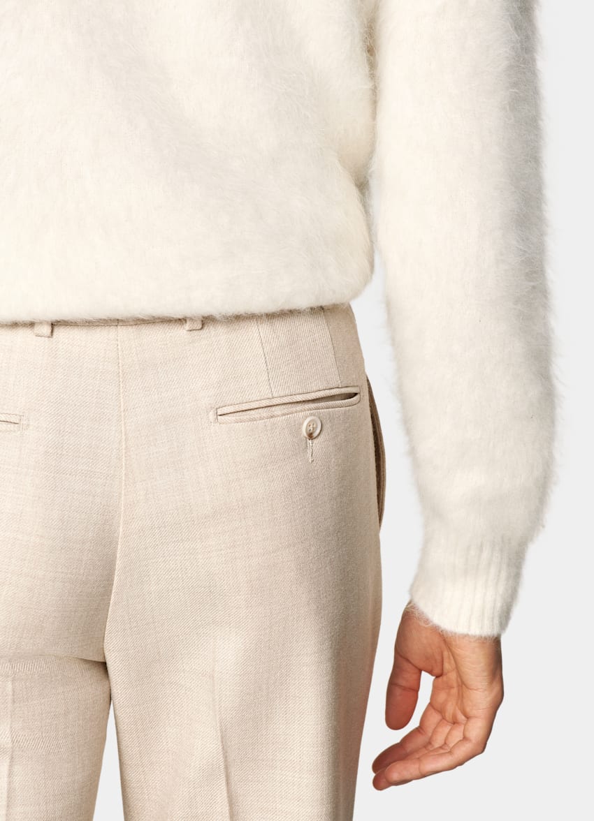 SUITSUPPLY 羊驼毛、尼龙、氨纶 米白色圆领针织衫