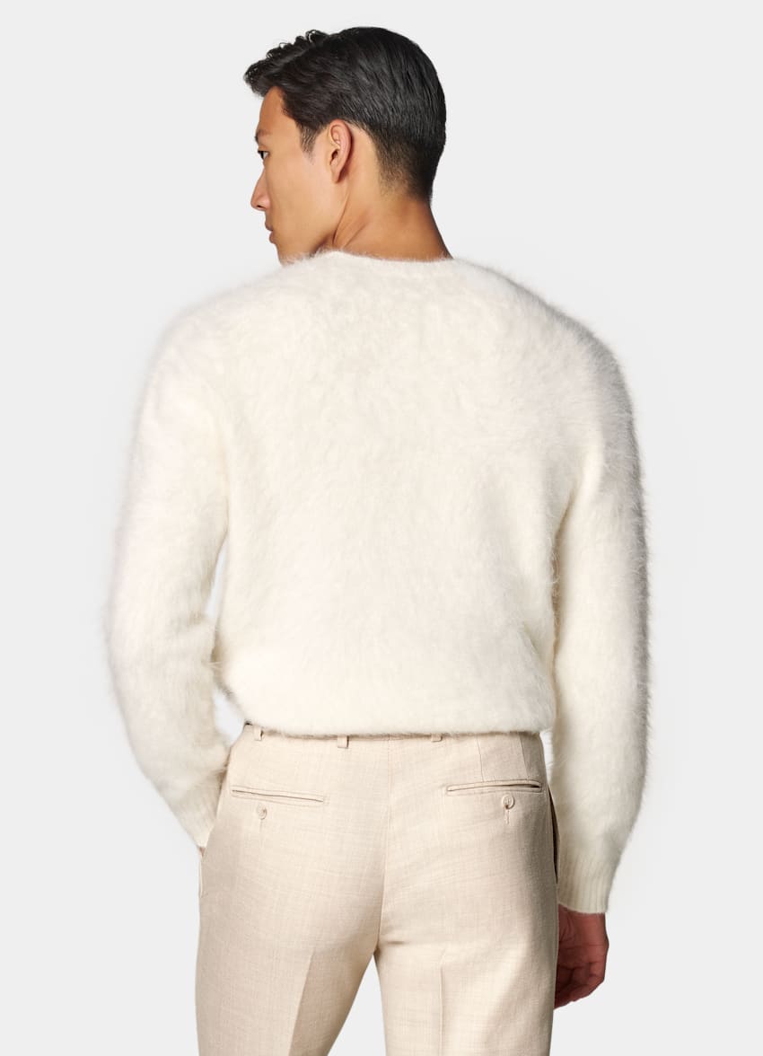 SUITSUPPLY 羊驼毛、尼龙、氨纶 米白色圆领针织衫