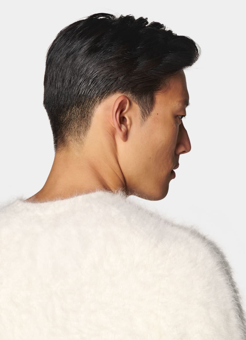SUITSUPPLY 羊驼毛、尼龙、氨纶 米白色圆领针织衫