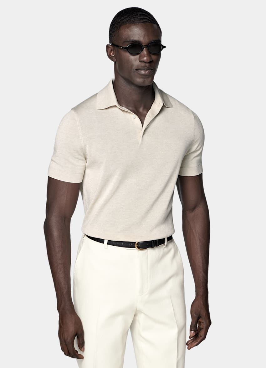 SUITSUPPLY Cotton Silk Sand Polo