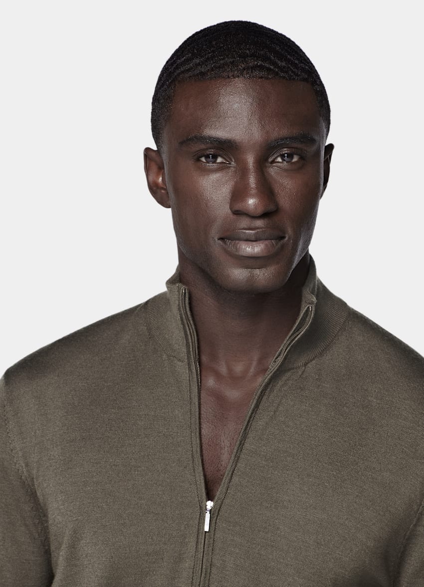 SUITSUPPLY Pure Wool Green Half Zip