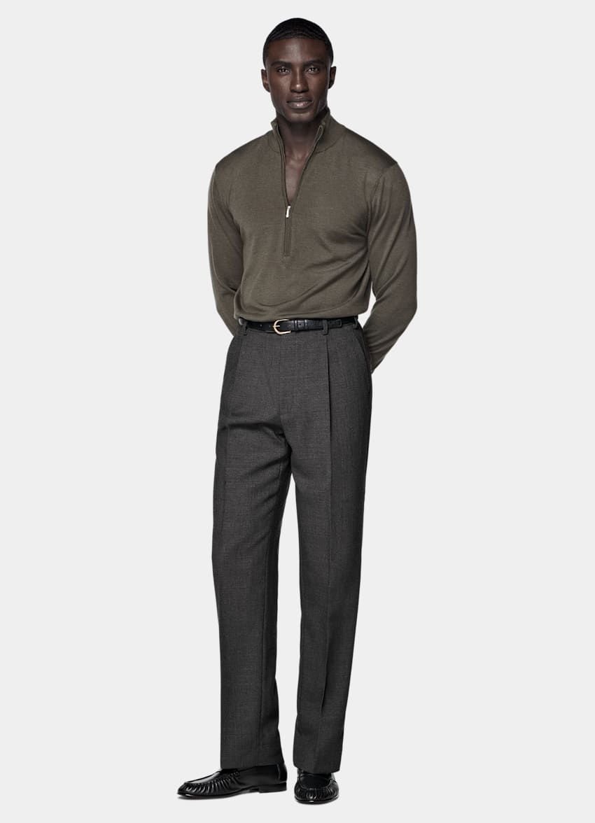 SUITSUPPLY Pure Wool Green Half Zip