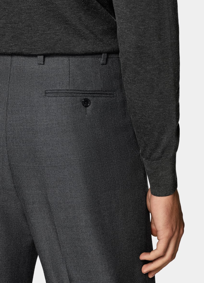 SUITSUPPLY Cotton Silk Dark Grey Long Sleeve Polo
