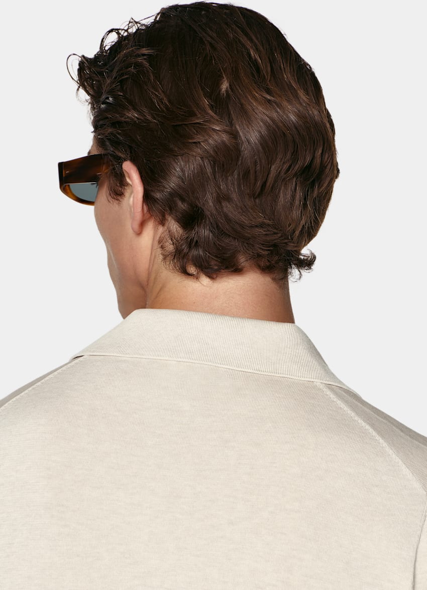 SUITSUPPLY Cotton Silk Sand Long Sleeve Polo