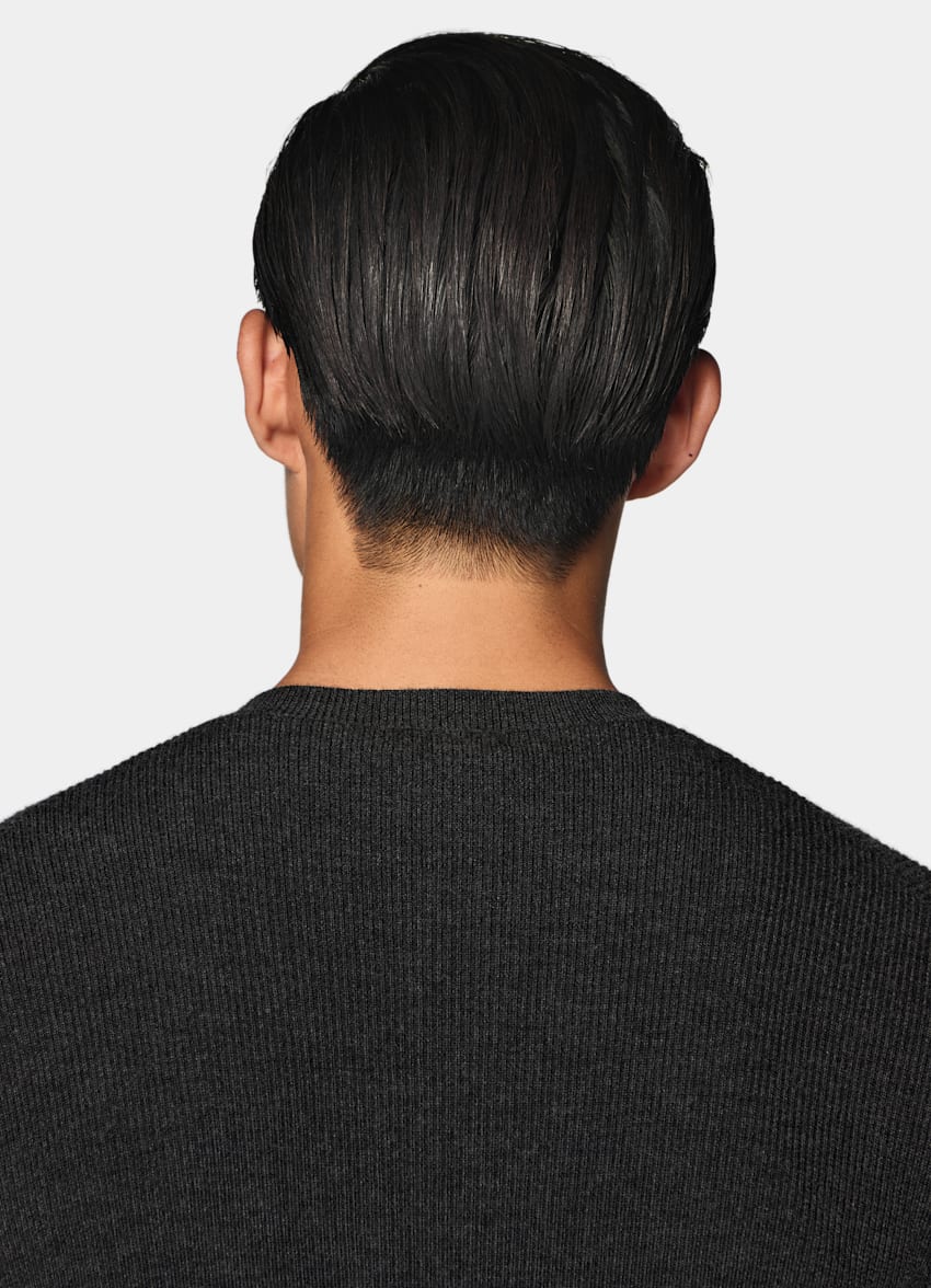 SUITSUPPLY Puur wol Donkergrijze Geribde Cardigan