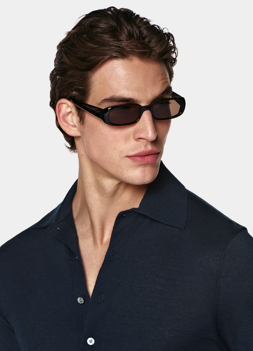 SUITSUPPLY Pur cachemire Polo manches longues bleu