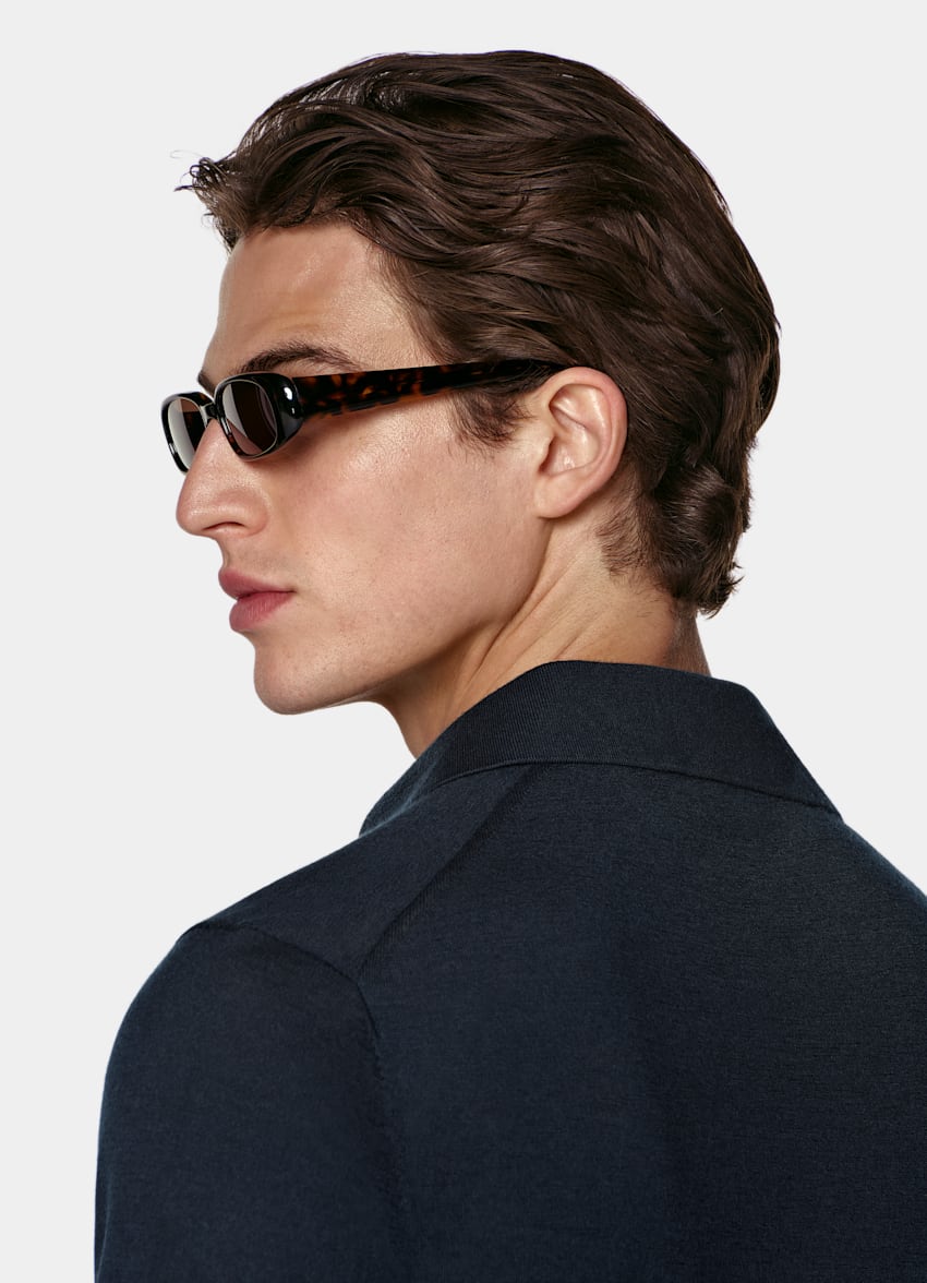SUITSUPPLY Pur cachemire Polo manches longues bleu